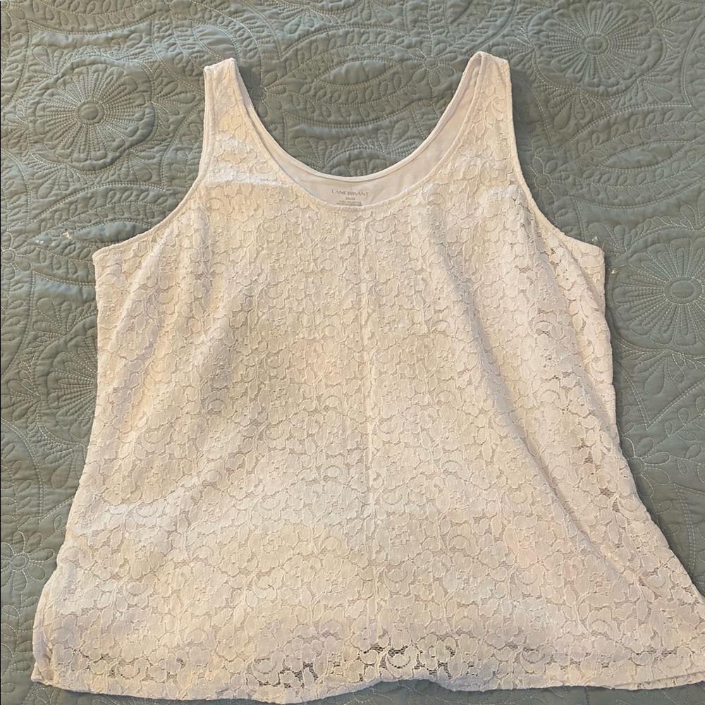 Lane Bryant white lace flowers shell